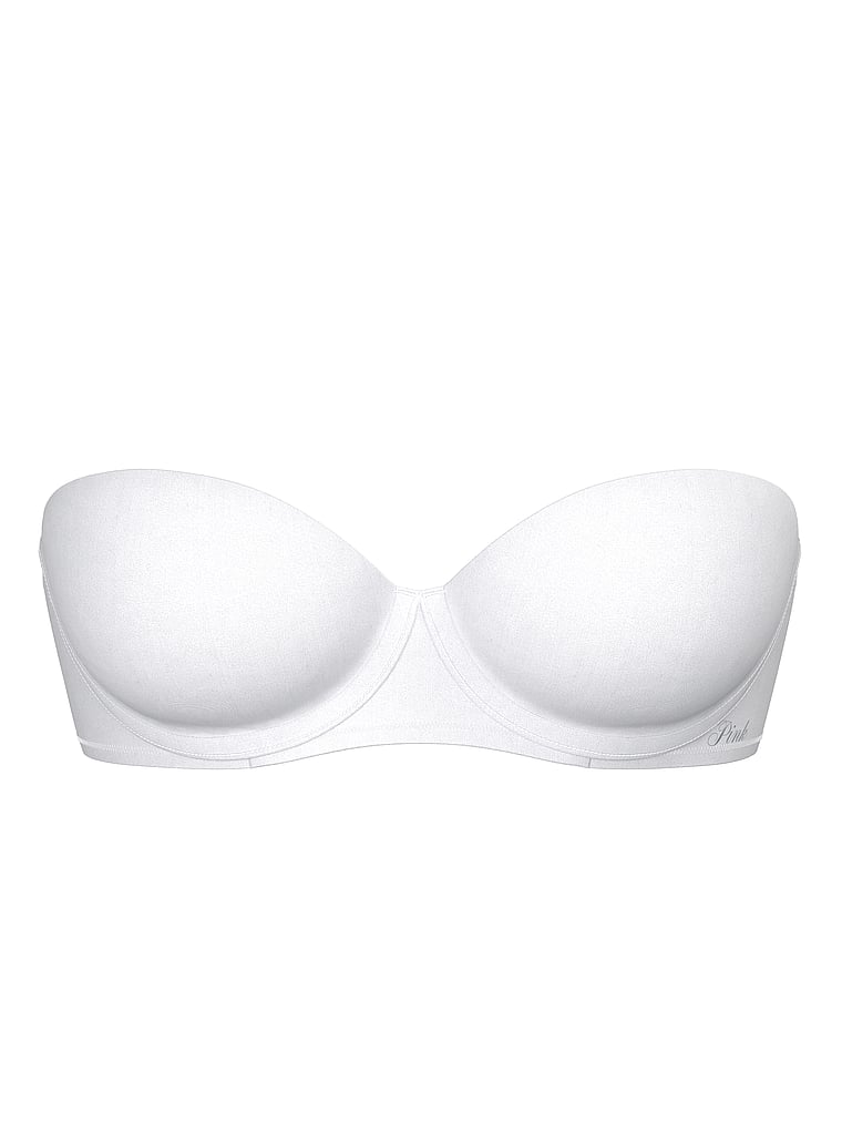 PINK Wear Everywhere Wear Everywhere Push-Up Strapless Bra, White, offModelFront, 3 of 4