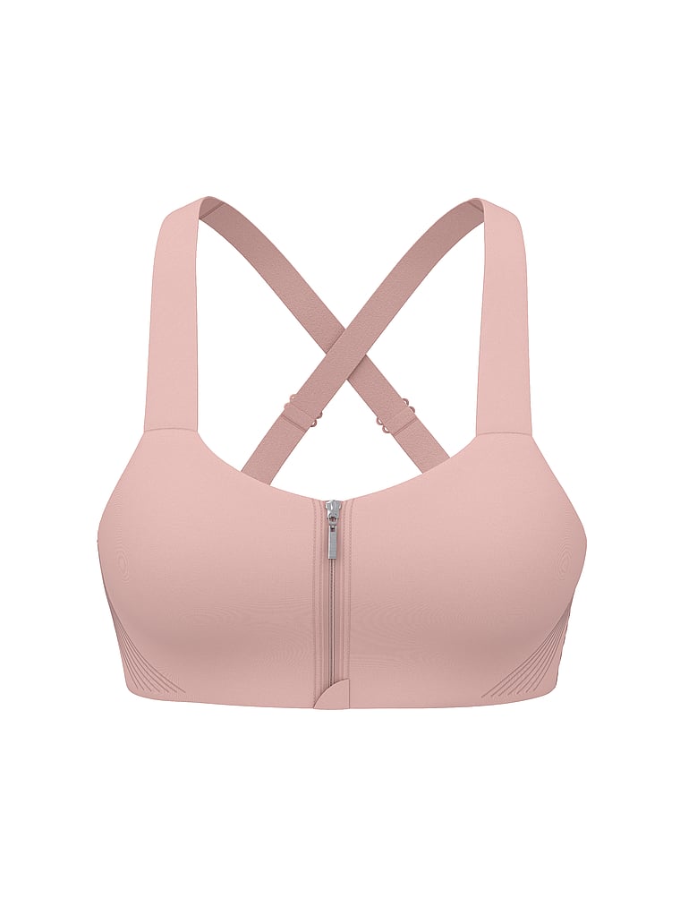 Victoria's Secret, VSX VSX Knockout™ Front-Close Sports Bra, Bare Pink, offModelFront, 3 of 3