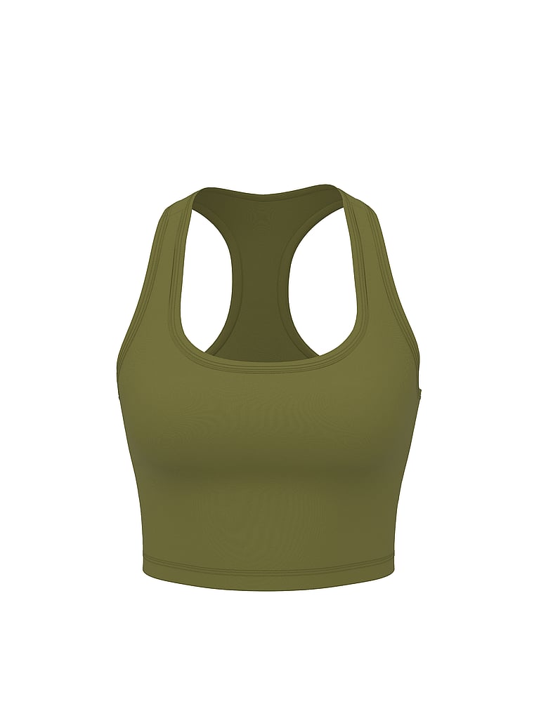 PINK Relay Racerback Tank Top, OLIVE SHADE, offModelFront, 4 of 4