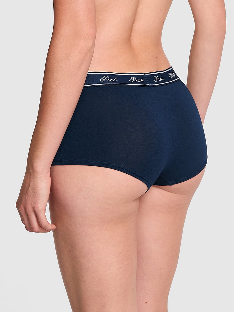 PINK Lacie Logo Boyshort Panty, Noir Navy, onModelBack, 2 of 4 Ruby is 5'6" and wears Small