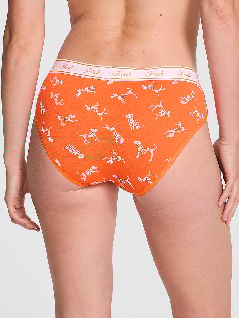 PINK Logo Cotton Hiphugger Panty, Half Baked Skeleton Dog Print, onModelBack, 2 of 3 Ruby is 5'6" and wears Small
