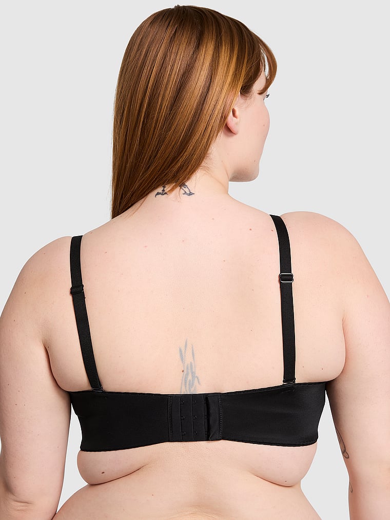 PINK Wear Everywhere Wear Everywhere™ Lightly Lined Strapless Bra, Black, onModelBack, 2 of 6 Scarlett is 5'11" or 180cm and wears 34B or Small