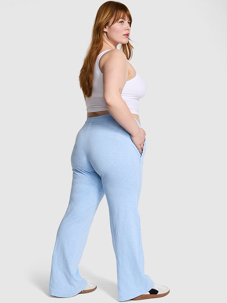 PINK Lightweight Lounge Flare Pants, Blue Dancer, onModelBack, 2 of 3 Lulu is 5'7" or 170cm and wears Large