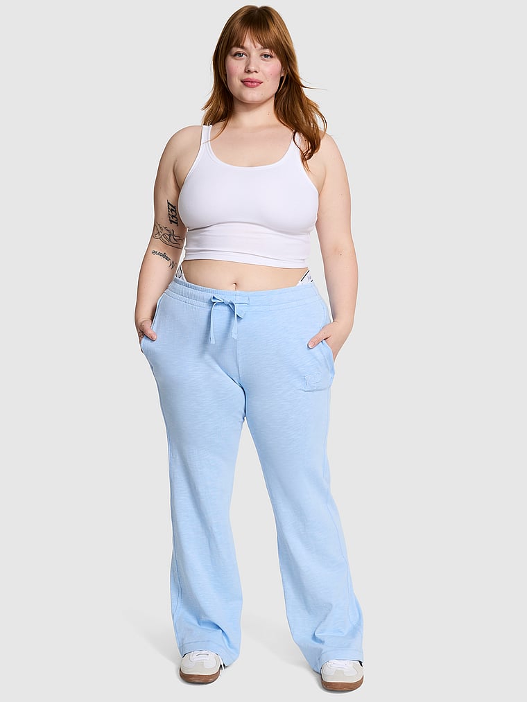 PINK Lightweight Lounge Flare Pants, Blue Dancer, onModelFront, 1 of 3 Lulu is 5'7" or 170cm and wears Large