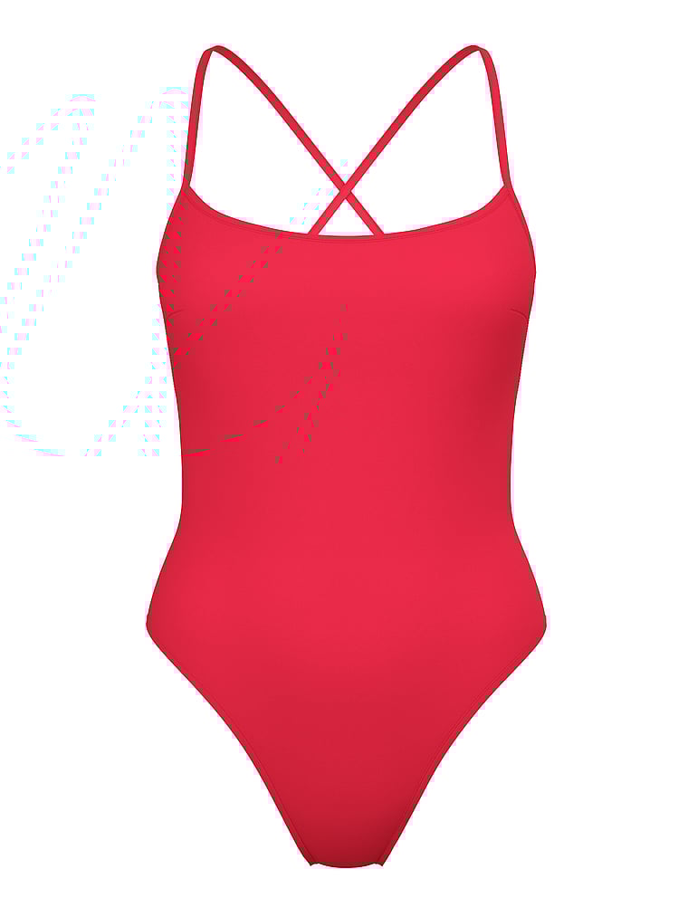 Victoria's Secret, Victoria's Secret Swim Essential Classic Scoop One-Piece Swimsuit, Pink Island, offModelFront, 3 of 4