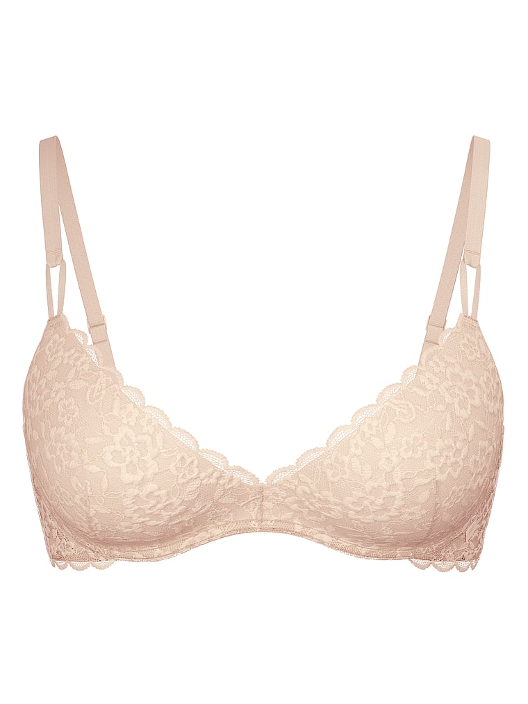 Victoria's Secret, Victoria's Secret Sexy Tee Lacie Wireless Push-Up Bra, Marzipan, offModelFront, 4 of 4
