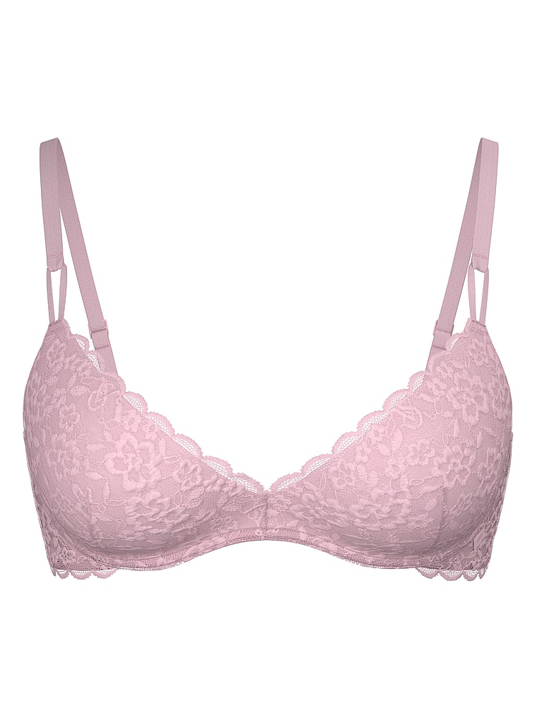 Victoria's Secret, Victoria's Secret Sexy Tee Smooth Lacie Wireless Push-Up Bra, Pretty Blossom, offModelFront, 4 of 4