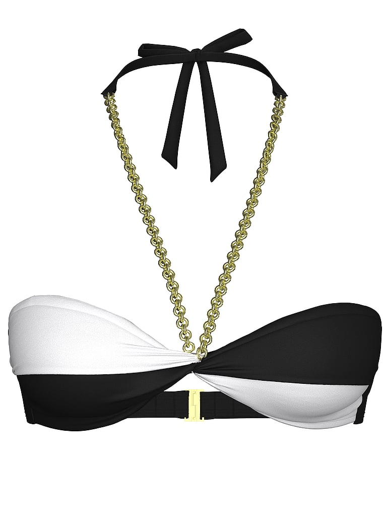 Victoria's Secret, Victoria's Secret Swim Archives Chains Halter Bandeau Bikini Top, White, offModelFront, 4 of 4