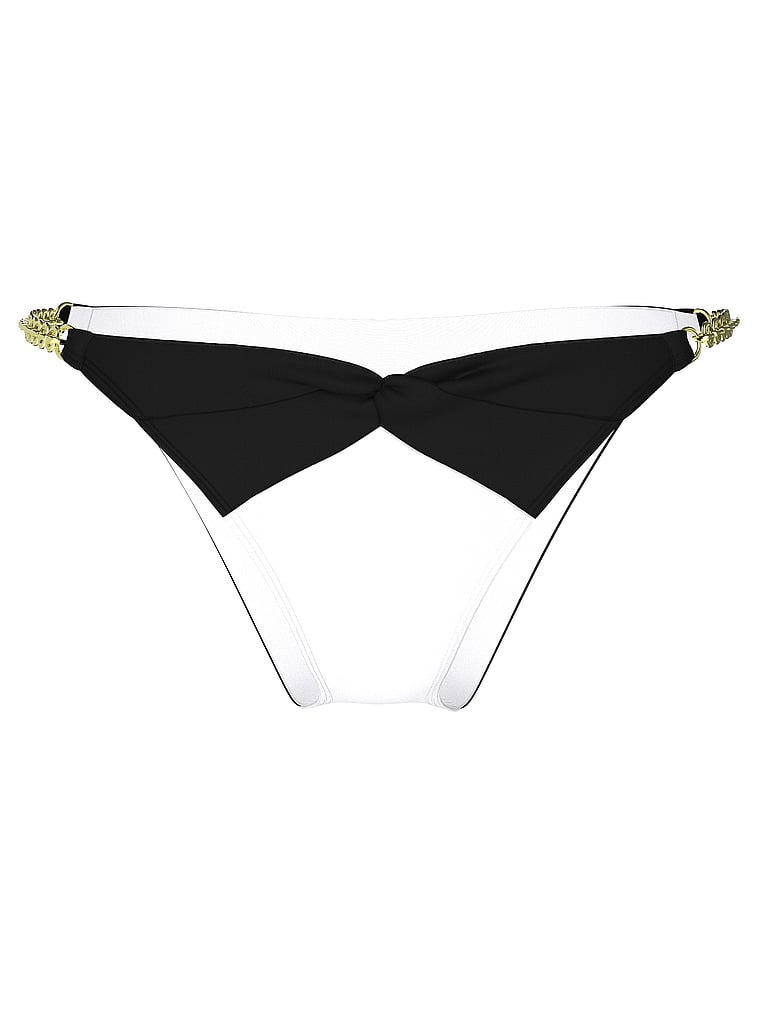 Victoria's Secret, Victoria's Secret Swim Archives Chains Brazilian Bikini Bottom, White, offModelFront, 3 of 3