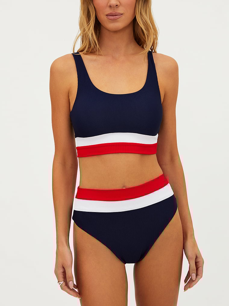 Victoria's Secret, Beach Riot Mackenzie Bikini Top, Americana Colorblock, offModelFront, 3 of 4