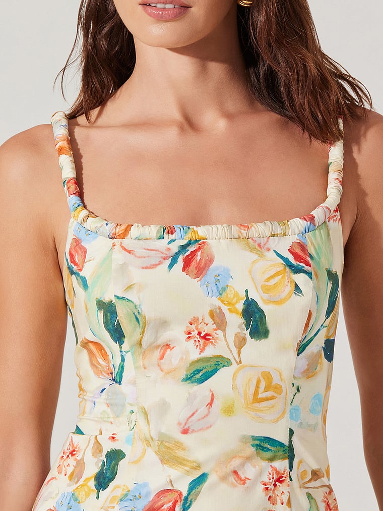 Victoria's Secret, Astr The Label Keyla Dress, Yellow Green Floral, offModelFront, 3 of 4