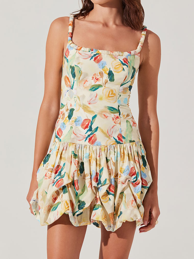 Victoria's Secret, Astr The Label Keyla Dress, Yellow Green Floral, onModelFront, 1 of 4