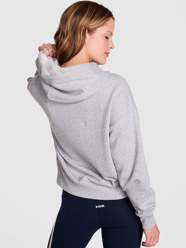 PINK Ivy Fleece Campus Half-Zip Hoodie, Vs Medium Heather Grey, onModelBack, 2 of 3 Taylor is 5'8" and wears Small