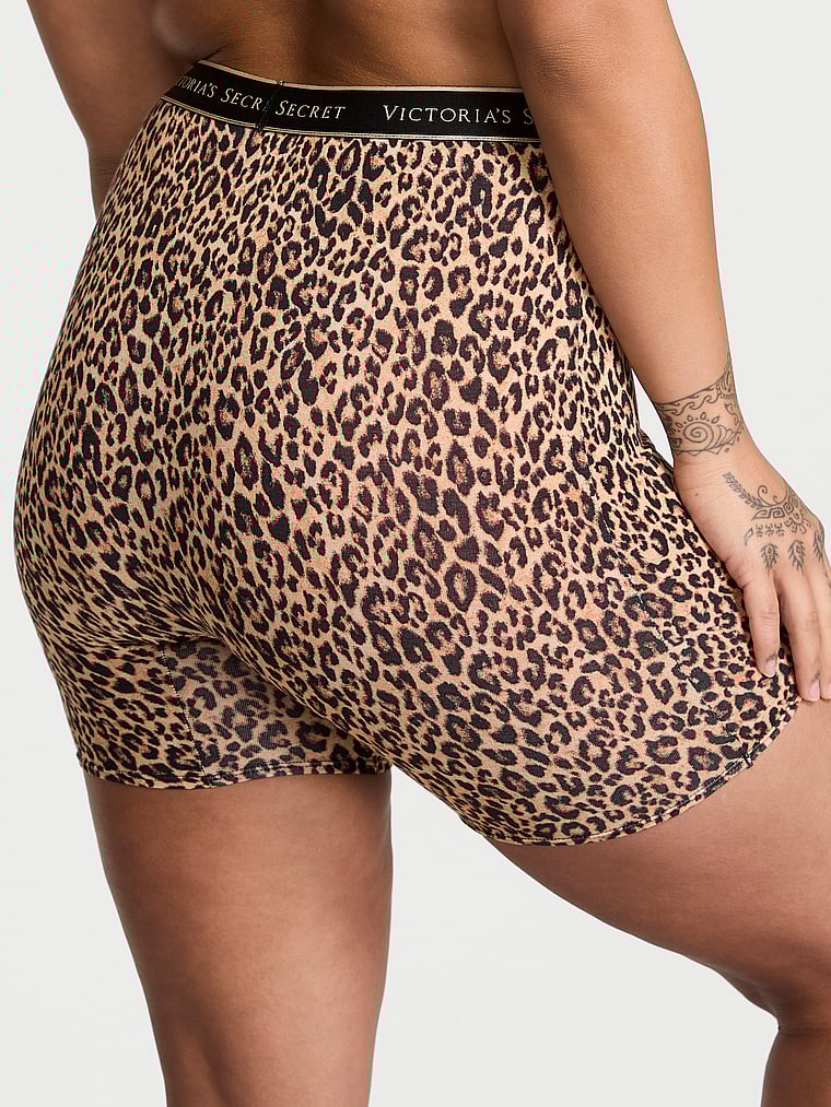 Victoria's Secret, Cotton Logo Cotton High-Waist Boxer Brief, Leopard, onModelBack, 2 of 3 Sofia  is 5'8" and wears Large