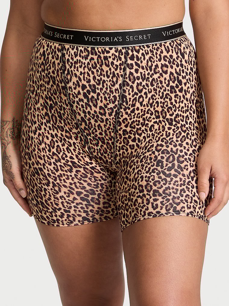 Victoria's Secret, Cotton Logo Cotton High-Waist Boxer Brief, Leopard, onModelFront, 1 of 3 Sofia  is 5'8" and wears Large
