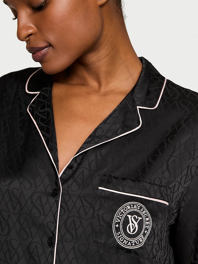 Glazed Satin Long Pajama Set