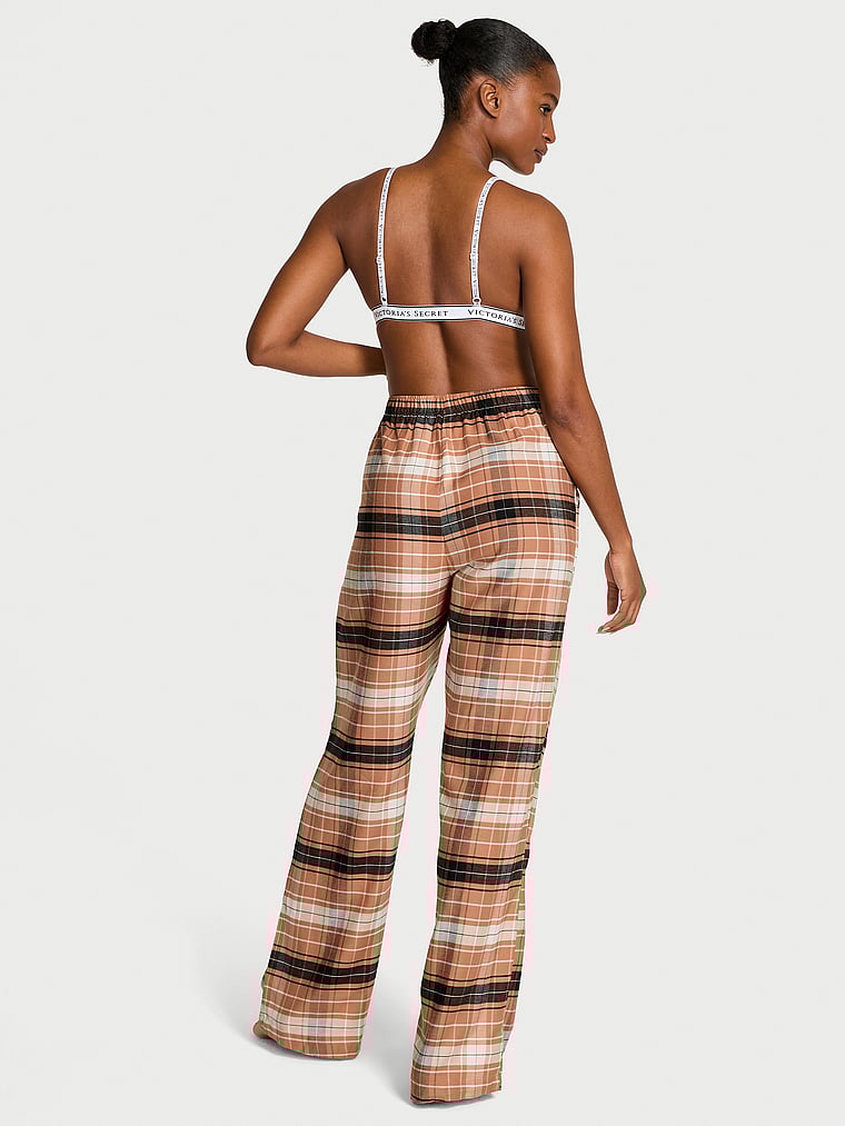 Victoria's Secret, Victoria's Secret Modal-Cotton Pajama Pants, Toffee/Coconut White Bold Plaid, onModelBack, 2 of 3 Tsheca  is 5'9" or 175cm and wears Small
