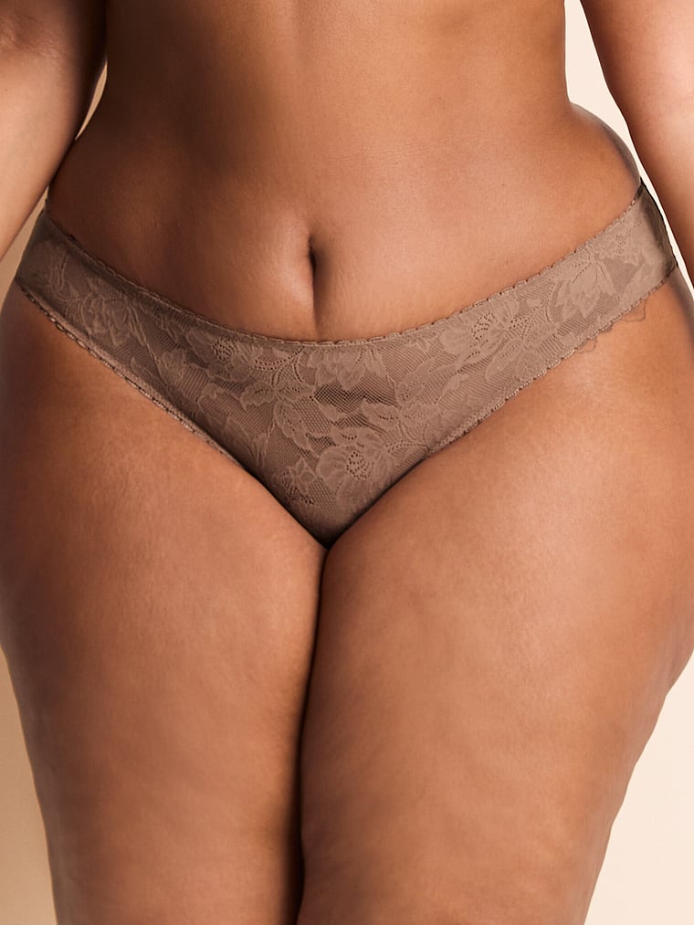 Victoria's Secret, Adore Me Delany Thong Panty, Beaver Fur, onModelBack, 2 of 3