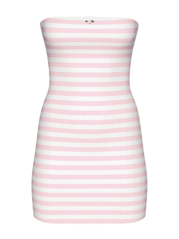 PINK by Frankies Bikinis Inez Dress, Azalea Stripe, offModelFront, 3 of 3