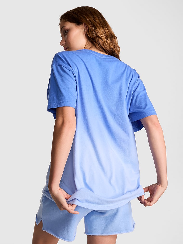 PINK Campus Cotton Tee, Ultra Marine Dip Dye, onModelBack, 2 of 2 Ruby is 5'6" or 168cm and wears Small