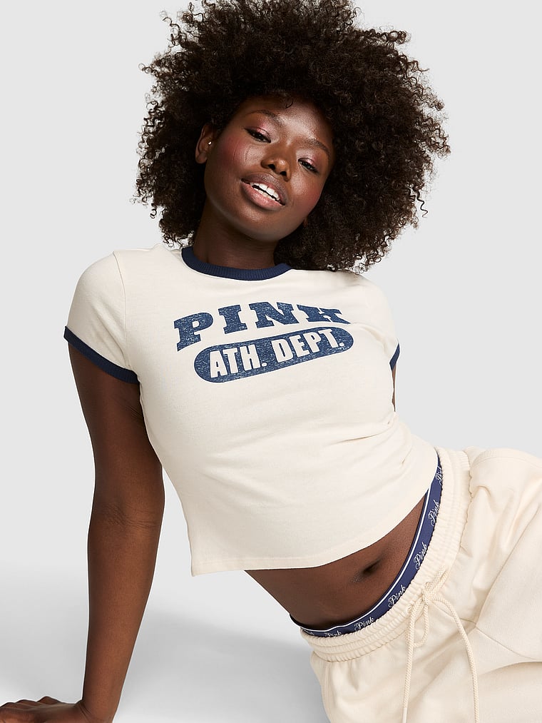 PINK Retro Cotton Tee, onModelSide, 2 of 4