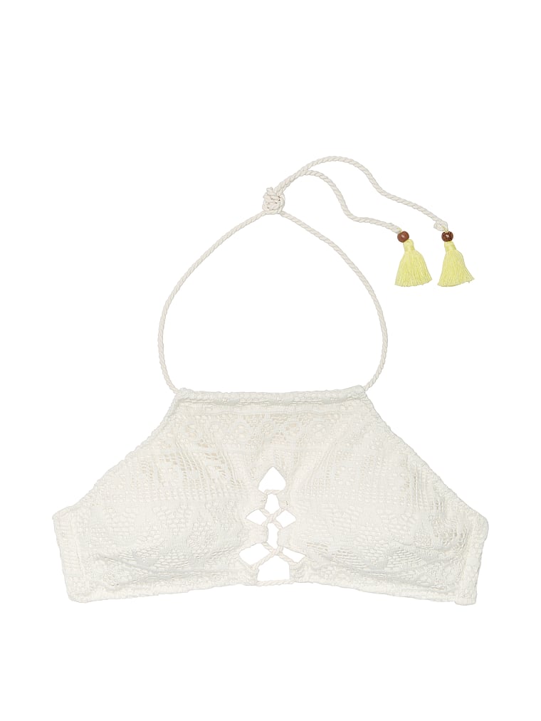 Victoria's Secret, Victoria's Secret Swim Archives Beach Lace Halter Bralette Bikini Top, Coconut White, offModelFront, 4 of 4