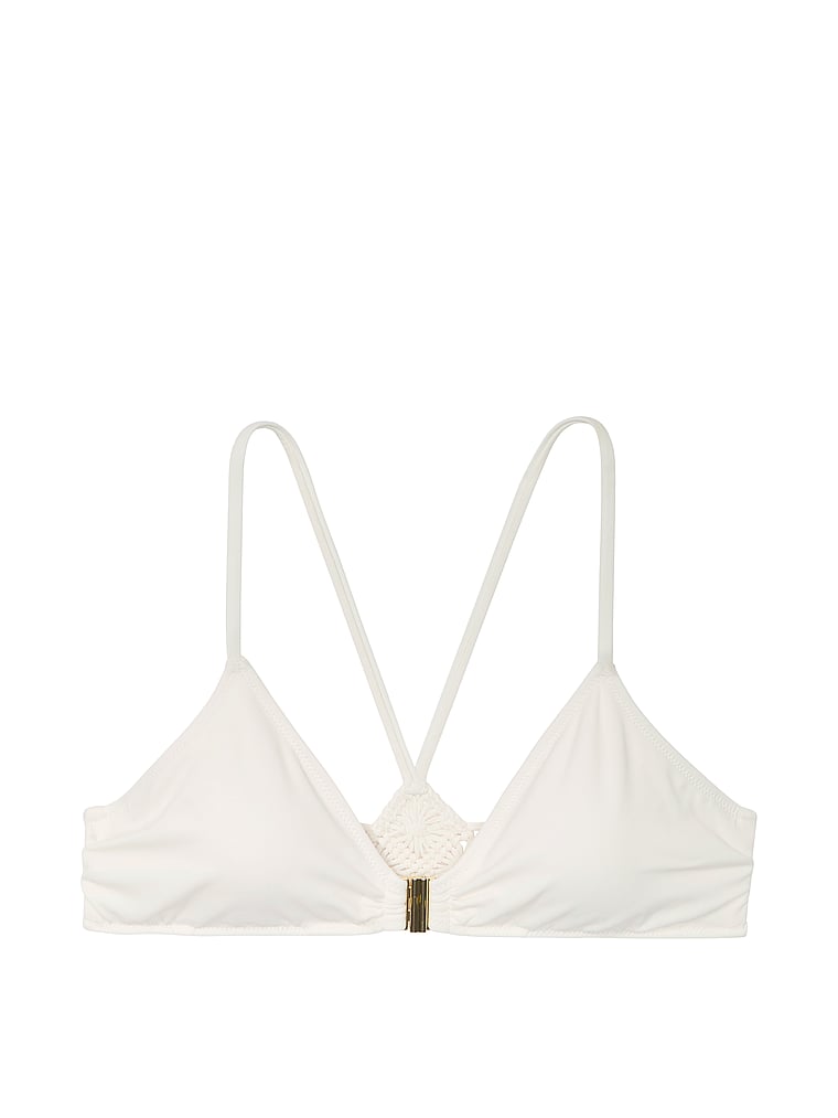 Victoria's Secret, Victoria's Secret Swim Archives Beach Macrame Bralette Bikini Top, Coconut White, offModelFront, 4 of 4
