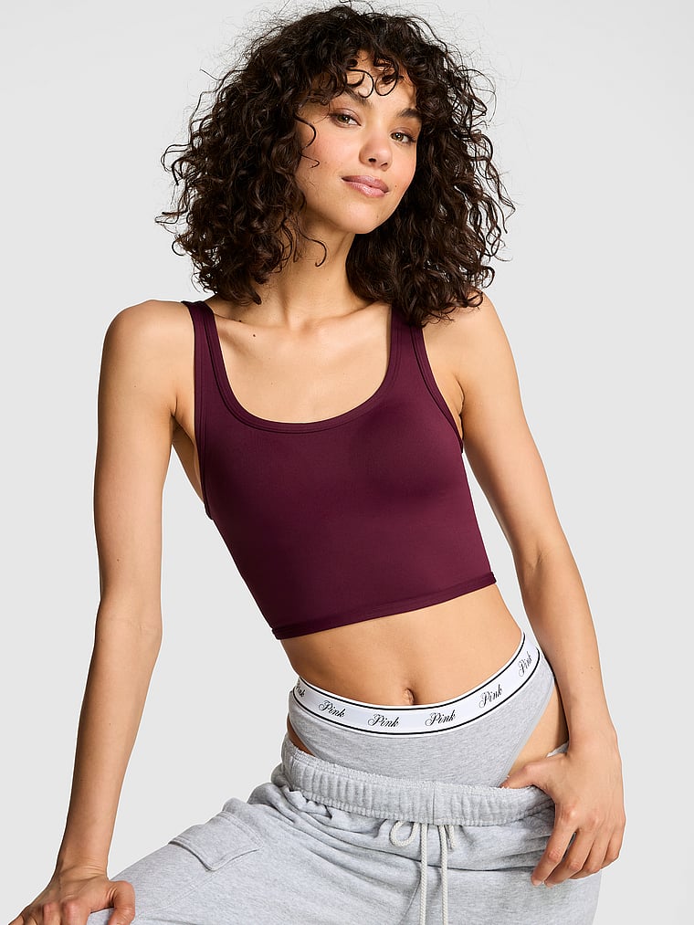 PINK Relay Longline Sports Bra, Wild Rose, onModelFront, 1 of 4 Rae is 5'10" or 178cm and wears 34B or Small