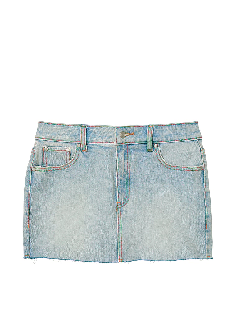 PINK Denim by PINK Mini Skirt, Extra Light Wash, offModelFront, 3 of 3