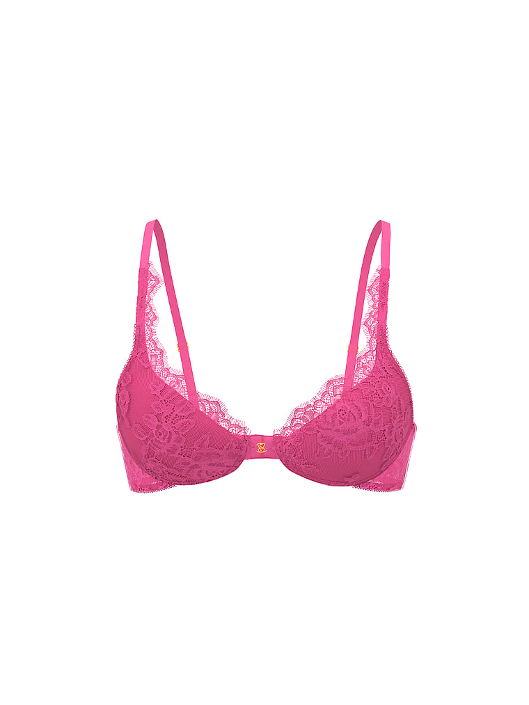 Buy Rose Lace Lightly Lined Plunge Demi Bra, Cherry Blossom