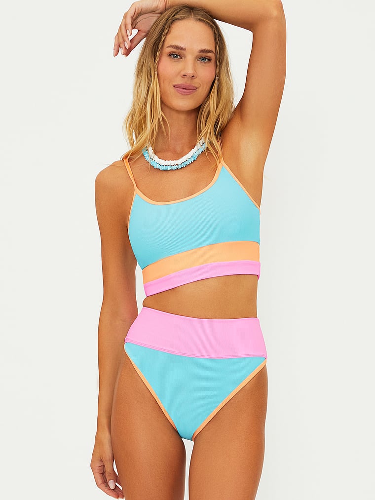 Victoria's Secret, Beach Riot Eva Bikini Top, Crush Colorblock, detail, 4 of 4