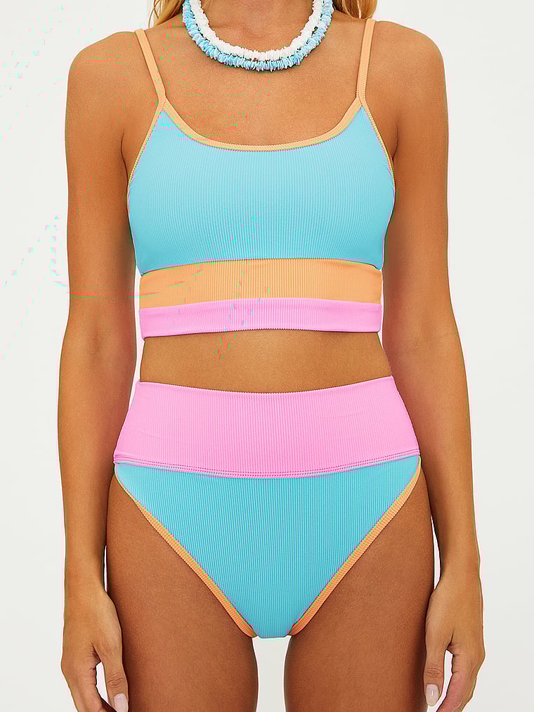 Victoria's Secret, Beach Riot Eva Bikini Top, Crush Colorblock, offModelFront, 3 of 4