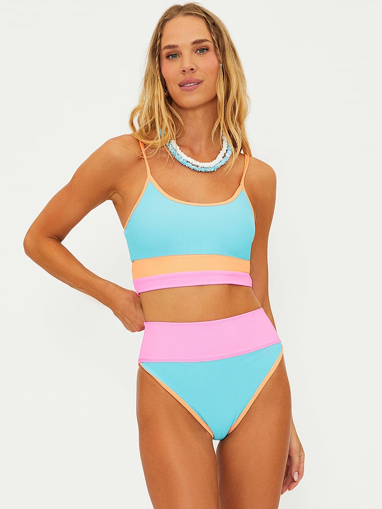 Victoria's Secret, Beach Riot Eva Bikini Top, Crush Colorblock, onModelFront, 1 of 4