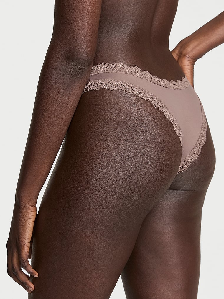 Victoria's Secret, Dream Angels Lace Brazilian Panty, Cloudy Grey, onModelBack, 2 of 3