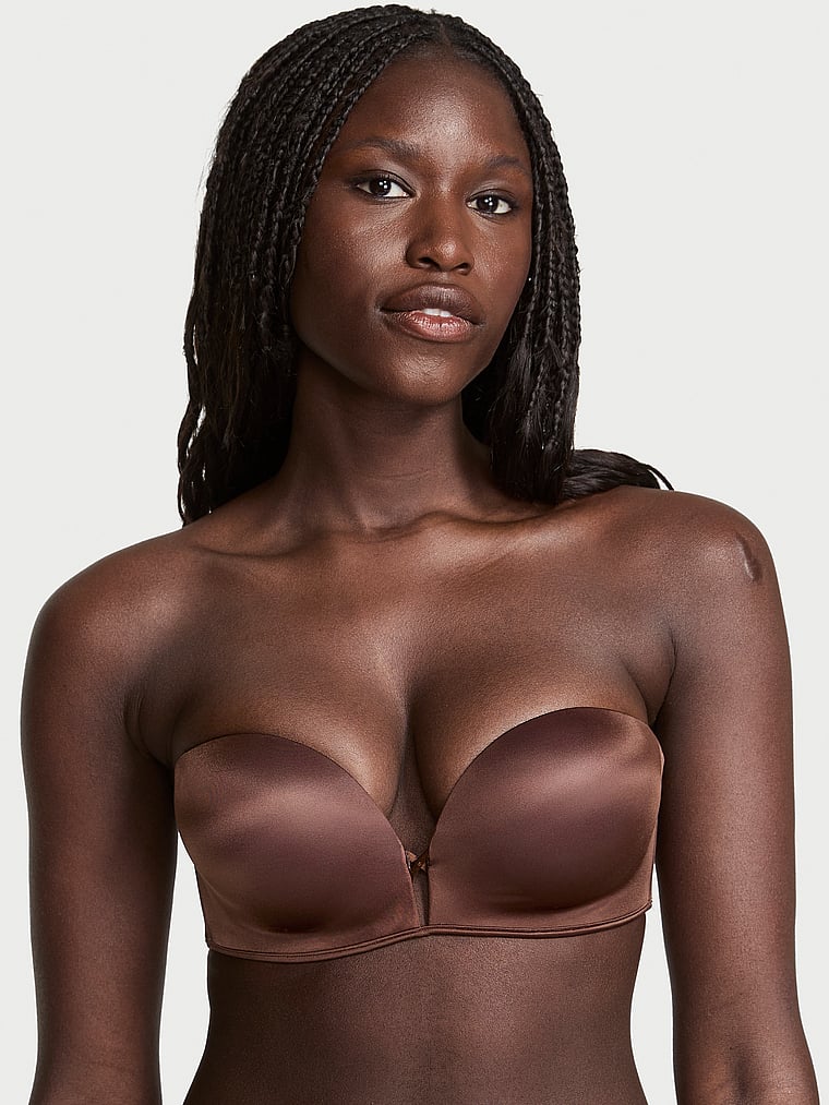 Victoria's Secret, Victoria's Secret Bare Very Sexy Bombshell Add-2-Cups Push-Up Strapless Bra, Ganache, onModelFront, 1 of 3