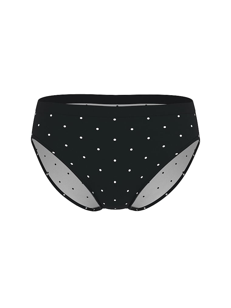 Victoria's Secret, Seamless Seamless High-Leg Brief Panty, Black Small Dot, offModelFront, 3 of 3