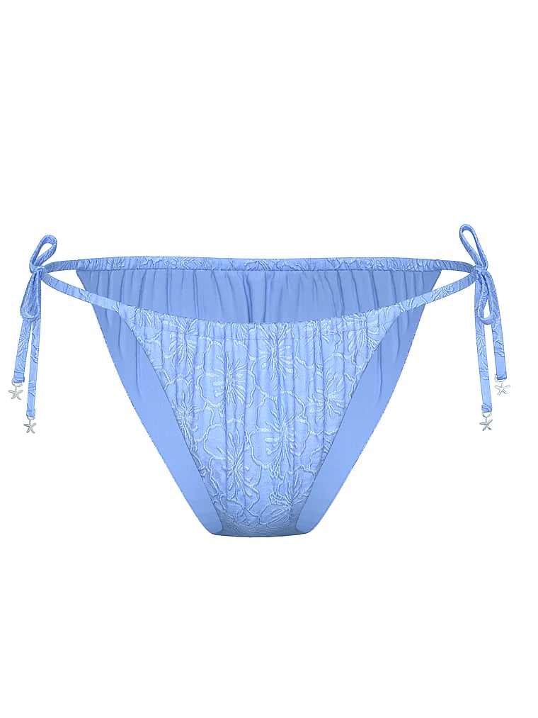 PINK SWIM Side-Tie Cheeky Bikini Bottom, Seascape Blue, offModelFront, 3 of 3