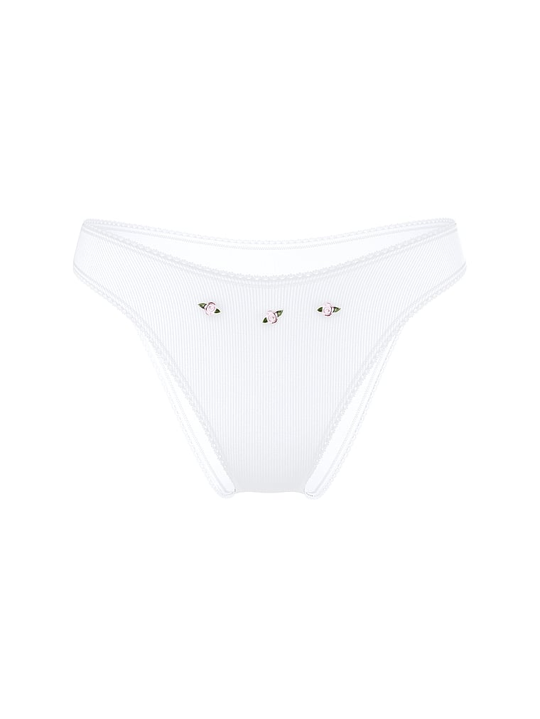 PINK by Frankies Bikinis Golden Hour Cheeky Rib Bikini Bottom, offModelFront, 3 of 3