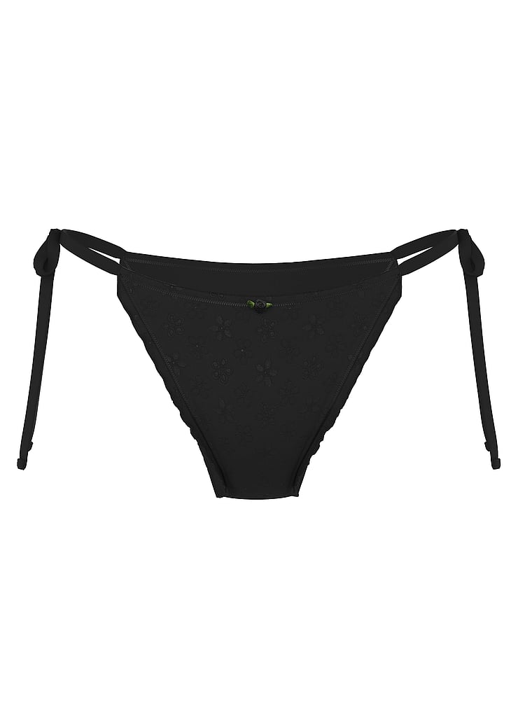 PINK by Frankies Bikinis Maya Itsy Bikini Bottom, Black Eyelet, offModelFront, 3 of 3