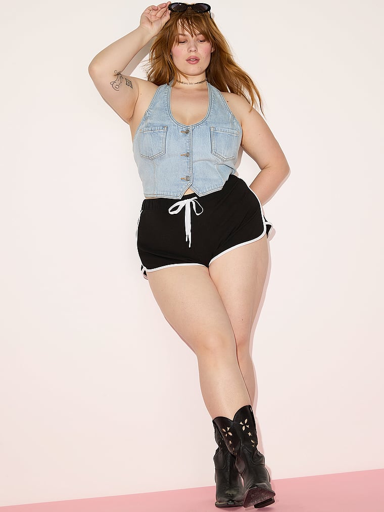 PINK Soft Modal Micro Shorts, Pure Black, onModelSide, 4 of 4 Lulu is 5'7" and wears Large