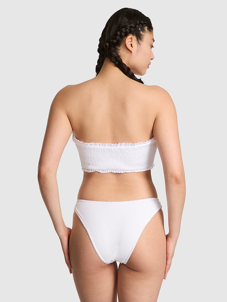 PINK by Frankies Bikinis Iris Rib Bikini Top, VS White, onModelBack, 2 of 4 Gloria is 5'9" or 175cm and wears 34D or Small