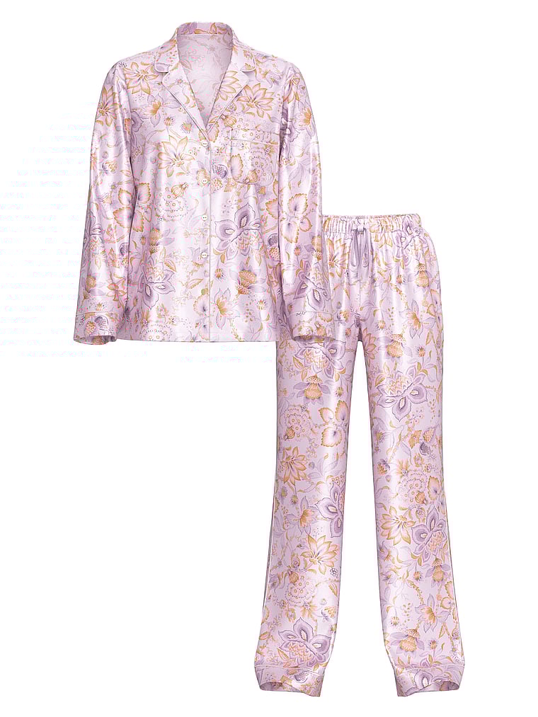 Glazed Satin Long Pajama Set