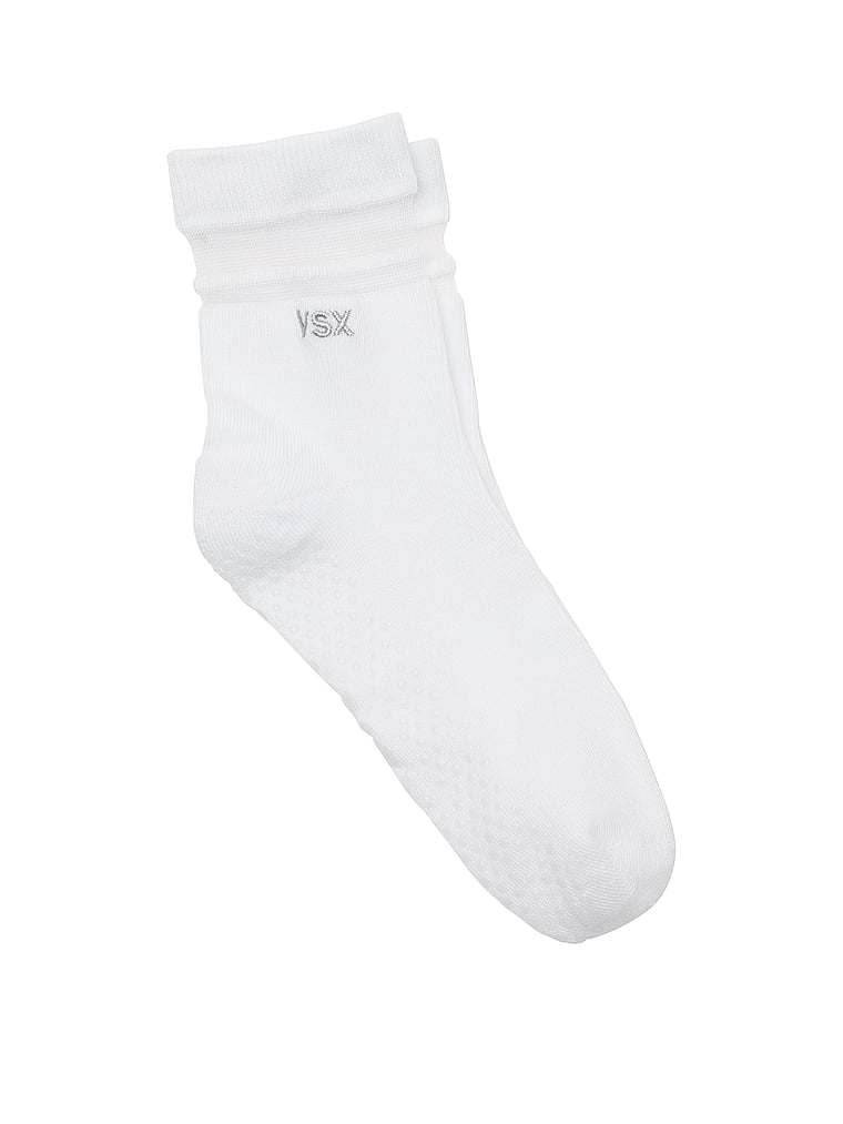 Victoria's Secret, Victoria's Secret VSX Sport Grip Socks, White, offModelFront, 2 of 3