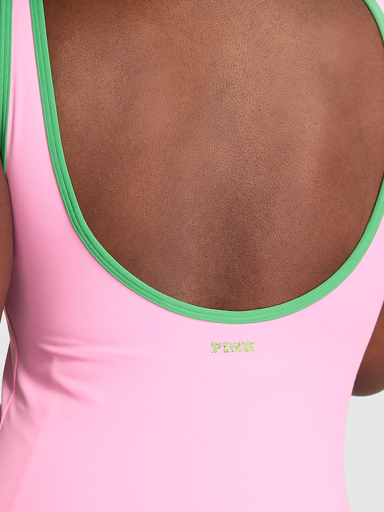 PINK Relay Scoop Sport Dress, Pink Lollipop, detail, 5 of 5 Fanta is 5'11" and wears 34D or Medium