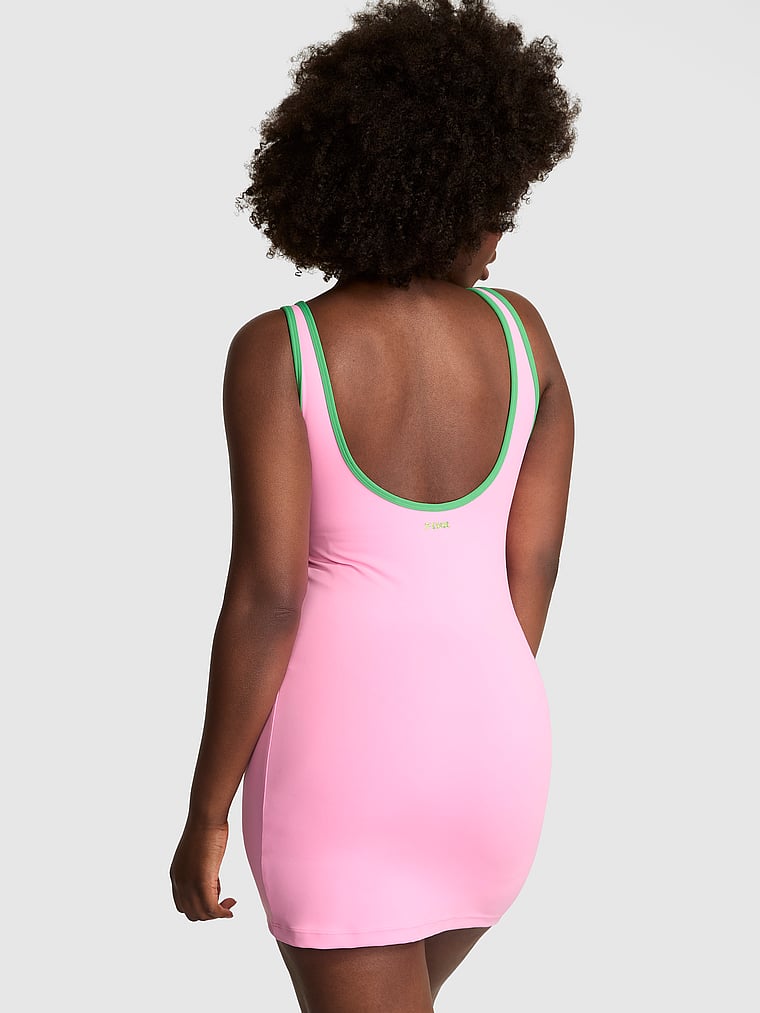 PINK Relay Scoop Sport Dress, Pink Lollipop, onModelBack, 4 of 5 Fanta is 5'11" and wears 34D or Medium