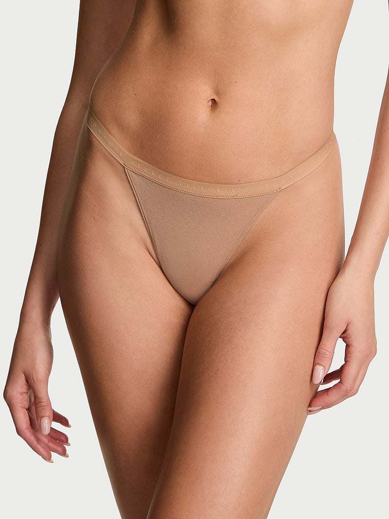 Victoria's Secret, Victoria's Secret Stretch Cotton V-String Panty, onModelFront, 1 of 2