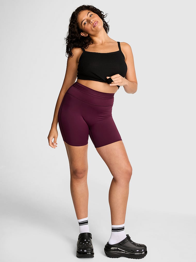 PINK Relay 6” Bike Shorts, Wild Rose, onModelFront, 1 of 3 Isabella is 5'9" and wears Medium