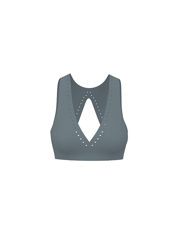 Victoria's Secret, VSX VSX Defined Scuba Plunge Sports Bra, Dark Steel, offModelFront, 2 of 4