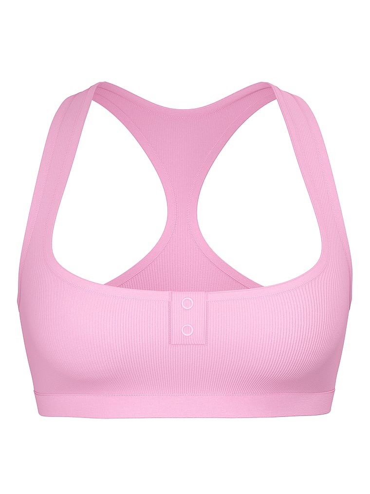PINK Cotton Dorm Unlined Racerback Bralette, Pink Lollipop, offModelFront, 4 of 4