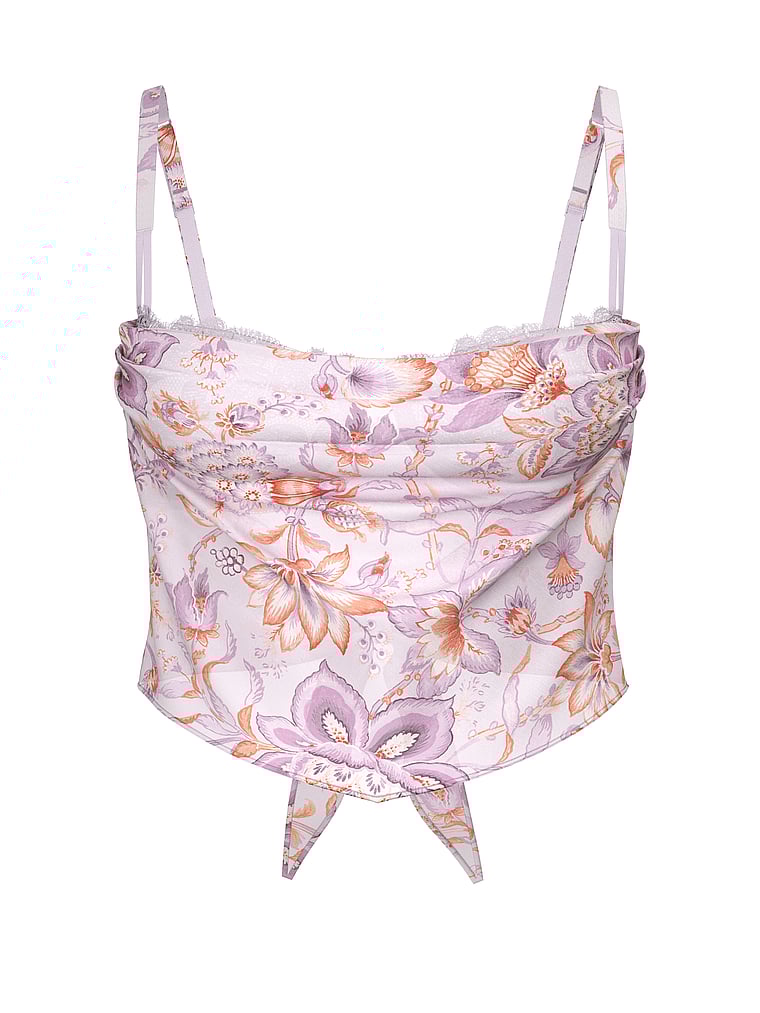 Victoria's Secret, Victoria's Secret Vintage Blossom Chiffon Handkerchief Bra Top, Delicate Violet Floral, offModelFront, 4 of 4